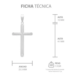 Dije Cruz Plata 925 Tubular Liso para Hombre - Imagen 7