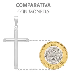 Dije Cruz Plata 925 Tubular Liso para Hombre - Imagen 8