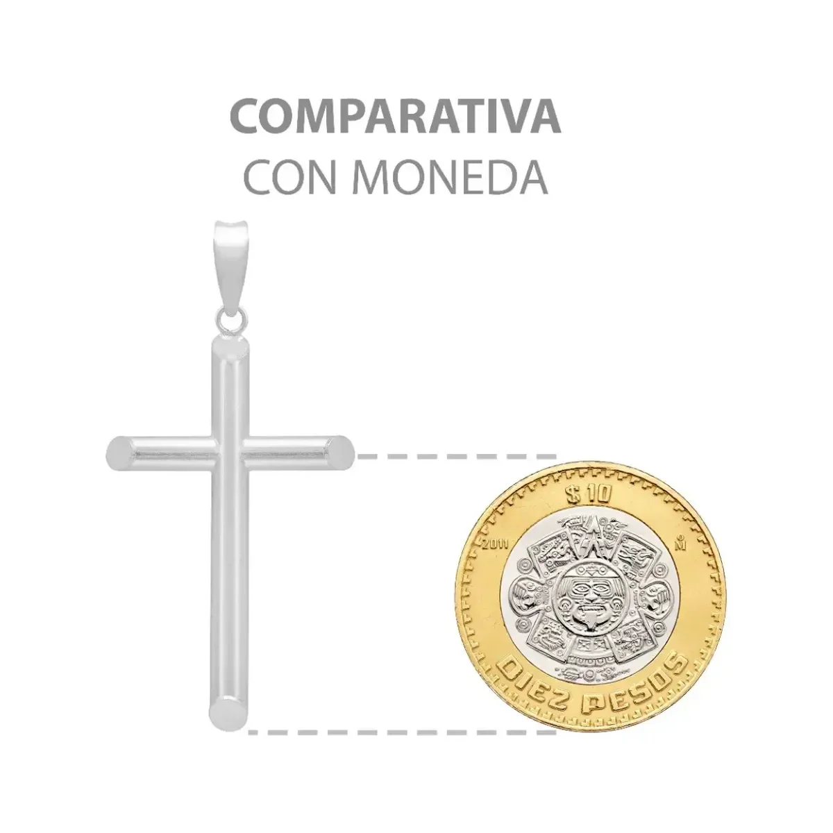Dije Cruz Plata 925 Tubular Liso para Hombre - Imagen 8