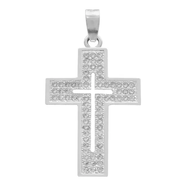 Dije Cruz Plata 925 Zirconia Brillante para Hombre - Imagen 1
