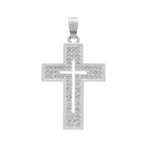 Dije Cruz Plata 925 Zirconia Brillante para Hombre - Imagen 1