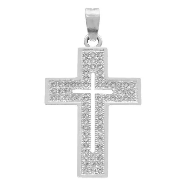 Dije Cruz Plata 925 Zirconia Brillante para Hombre - Imagen 1