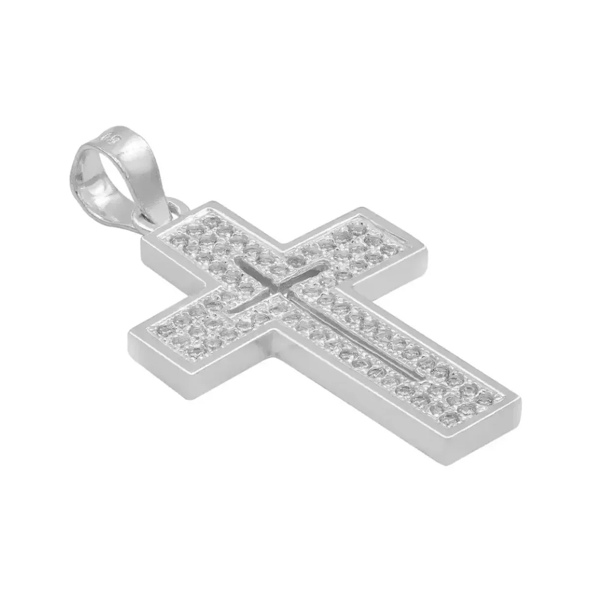 Dije Cruz Plata 925 Zirconia Brillante para Hombre - Imagen 3