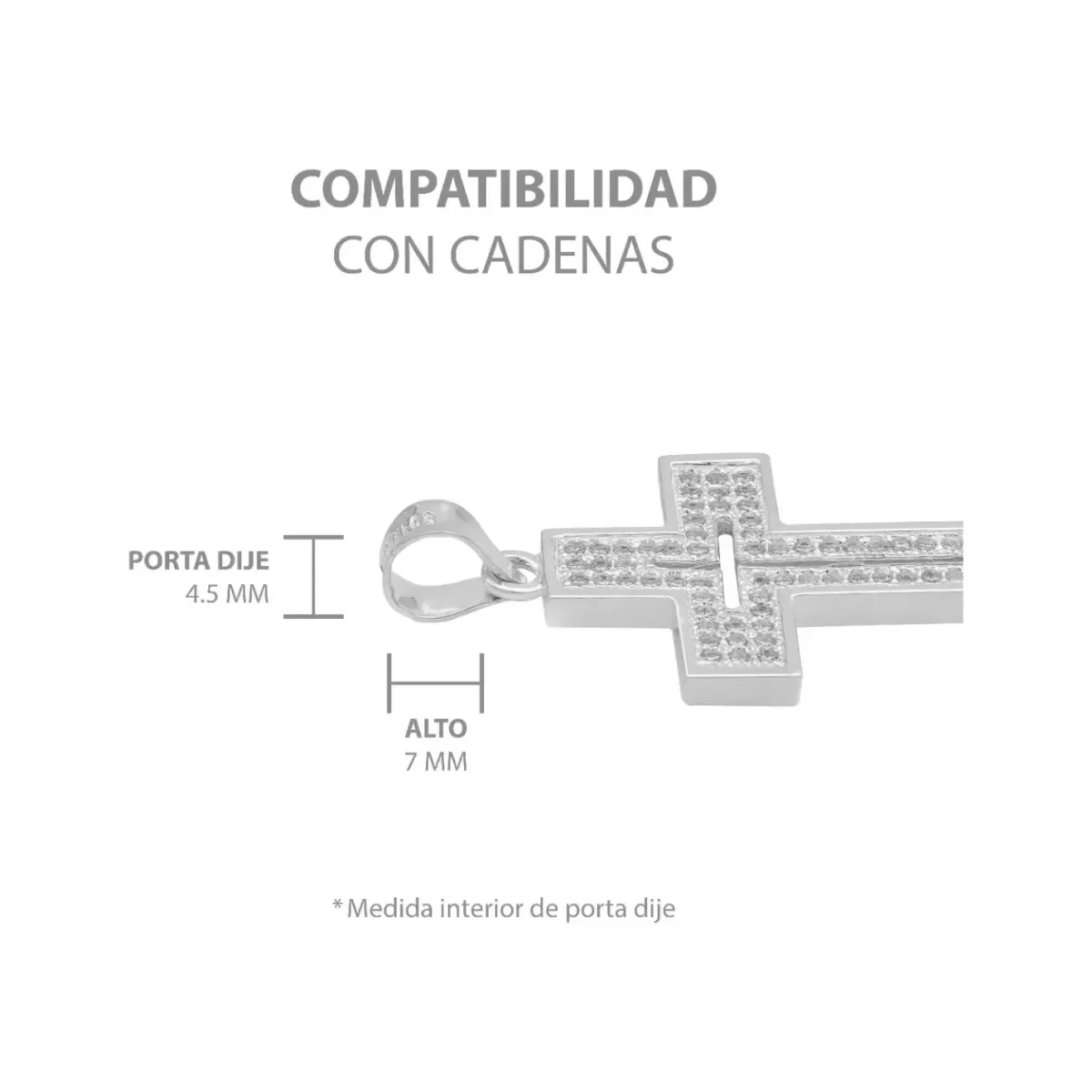 Dije Cruz Plata 925 Zirconia Brillante para Hombre - Imagen 6