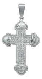 Dije Cruz Plata 925 Zirconia Punta Redonda Hombre - Imagen 1