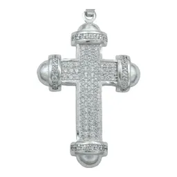 Dije Cruz Plata 925 Zirconia Punta Redonda Hombre - Imagen 2