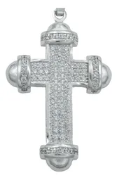 Dije Cruz Plata 925 Zirconia Punta Redonda Hombre - Imagen 2