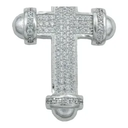 Dije Cruz Plata 925 Zirconia Punta Redonda Hombre - Imagen 3