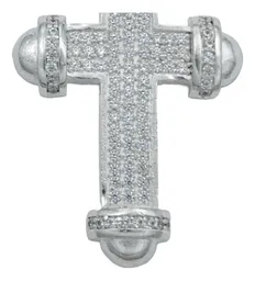 Dije Cruz Plata 925 Zirconia Punta Redonda Hombre - Imagen 3