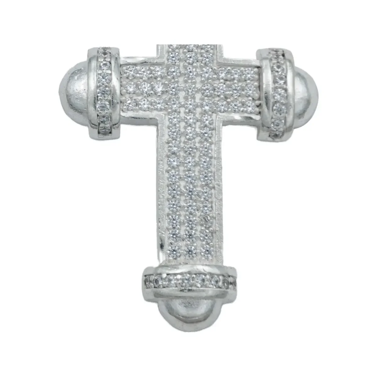 Dije Cruz Plata 925 Zirconia Punta Redonda Hombre - Imagen 3