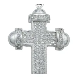 Dije Cruz Plata 925 Zirconia Punta Redonda Hombre - Imagen 4