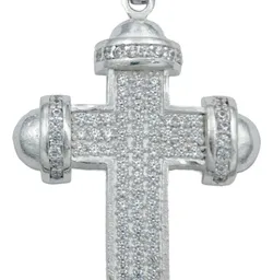 Dije Cruz Plata 925 Zirconia Punta Redonda Hombre - Imagen 4