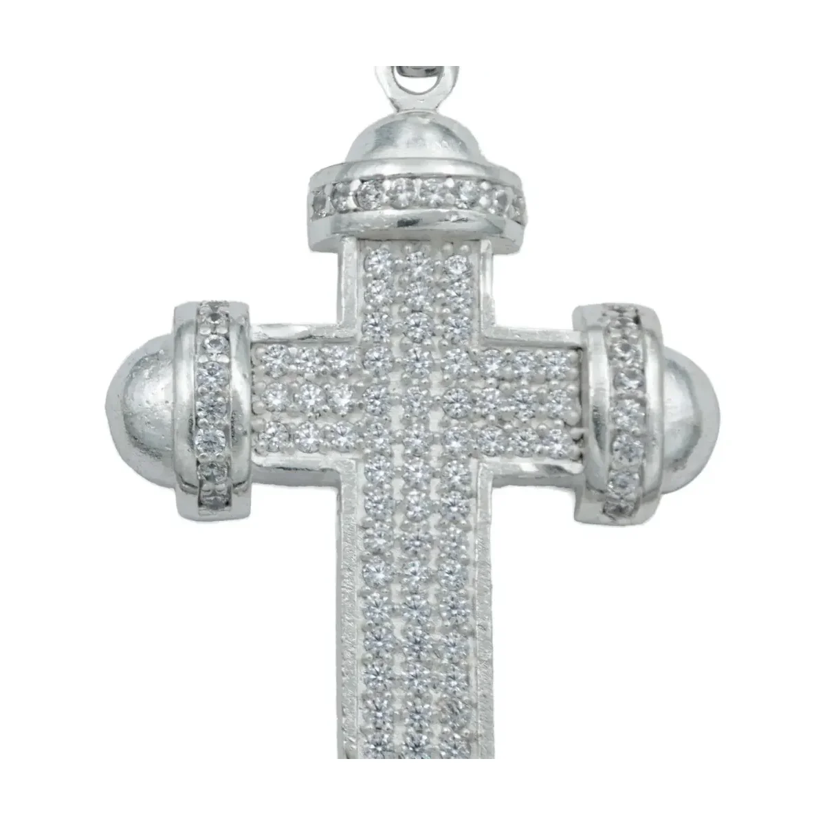 Dije Cruz Plata 925 Zirconia Punta Redonda Hombre - Imagen 4