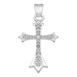 Dije Cruz Plata 925 Zirconia Transparente - Imagen 1