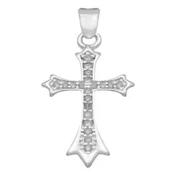 Dije Cruz Plata 925 Zirconia Transparente - Imagen 1