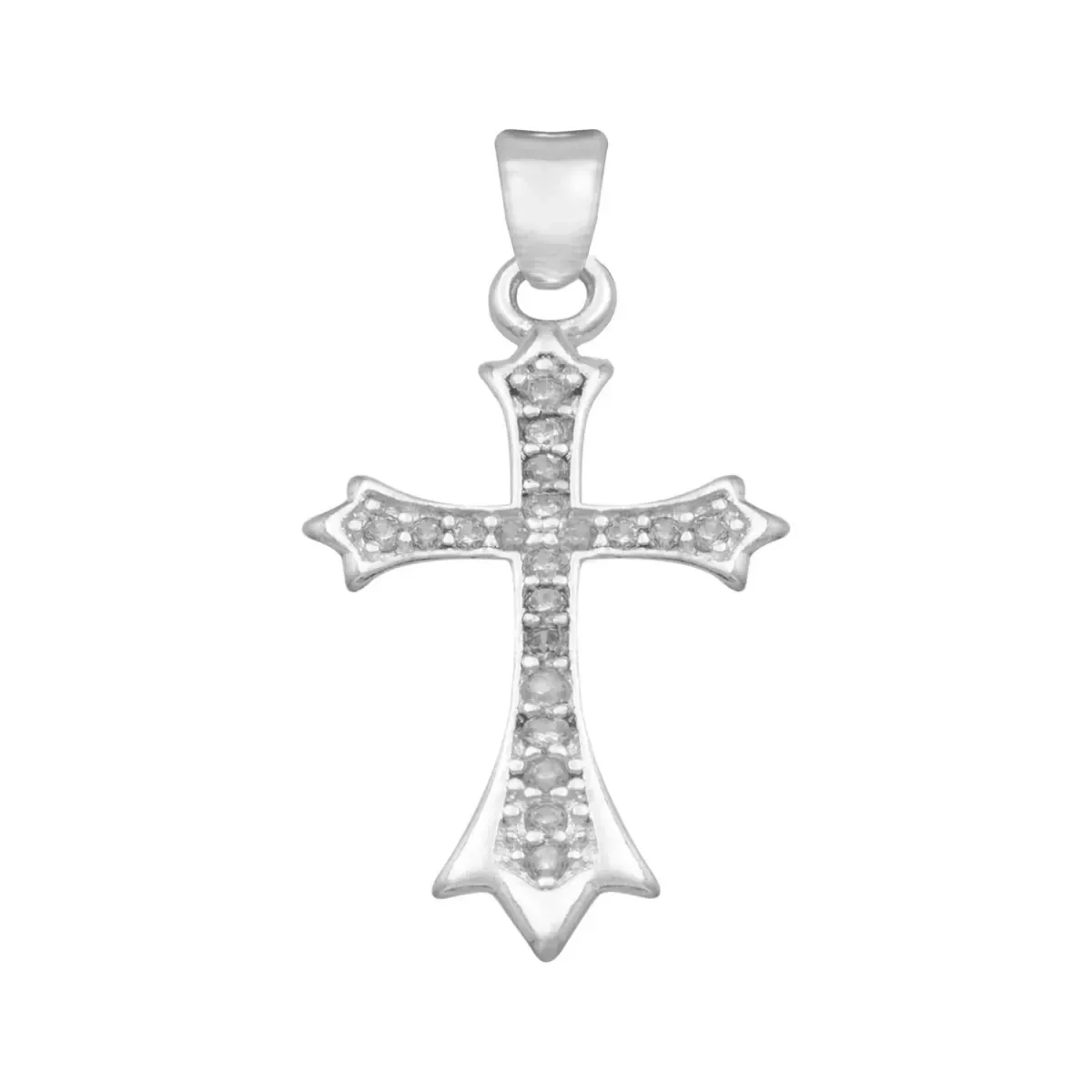 Dije Cruz Plata .925 Zirconia Transparente, diseño minimalista, joyería de plata certificada, colgante religioso elegante.