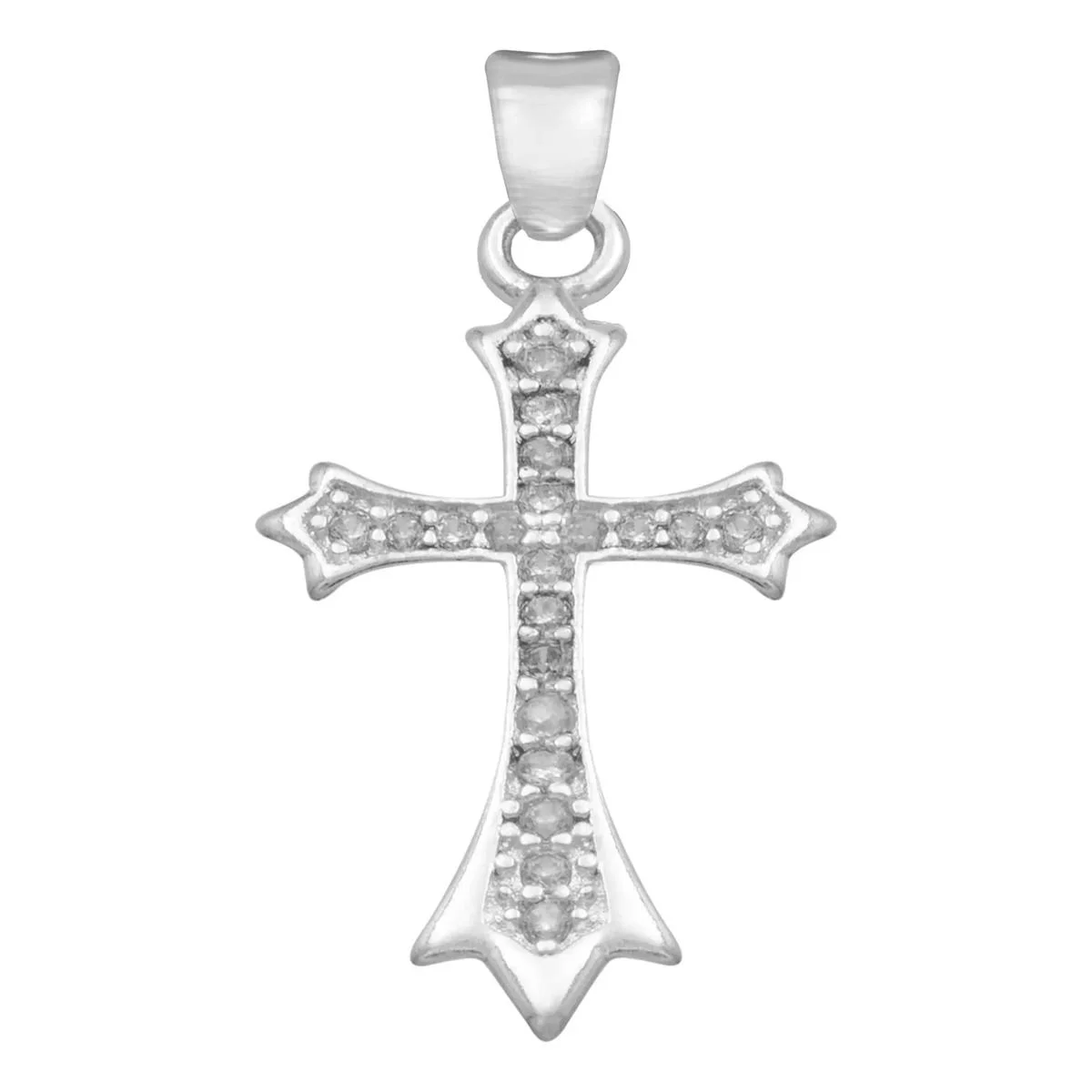 Dije Cruz Plata .925 Zirconia Transparente, diseño moderno, joyería de plata certificada para mujer, colgante elegante.