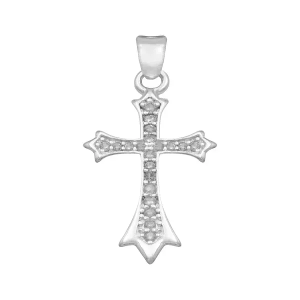 Dije Cruz Plata 925 Zirconia Transparente - Imagen 1