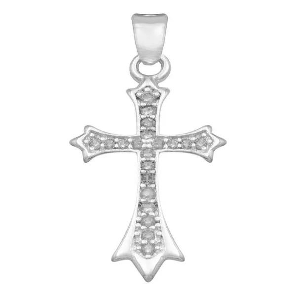 Dije Cruz Plata 925 Zirconia Transparente - Imagen 1