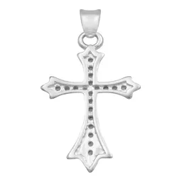 Dije Cruz Plata 925 Zirconia Transparente - Imagen 2