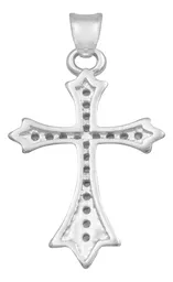 Dije Cruz Plata 925 Zirconia Transparente - Imagen 2