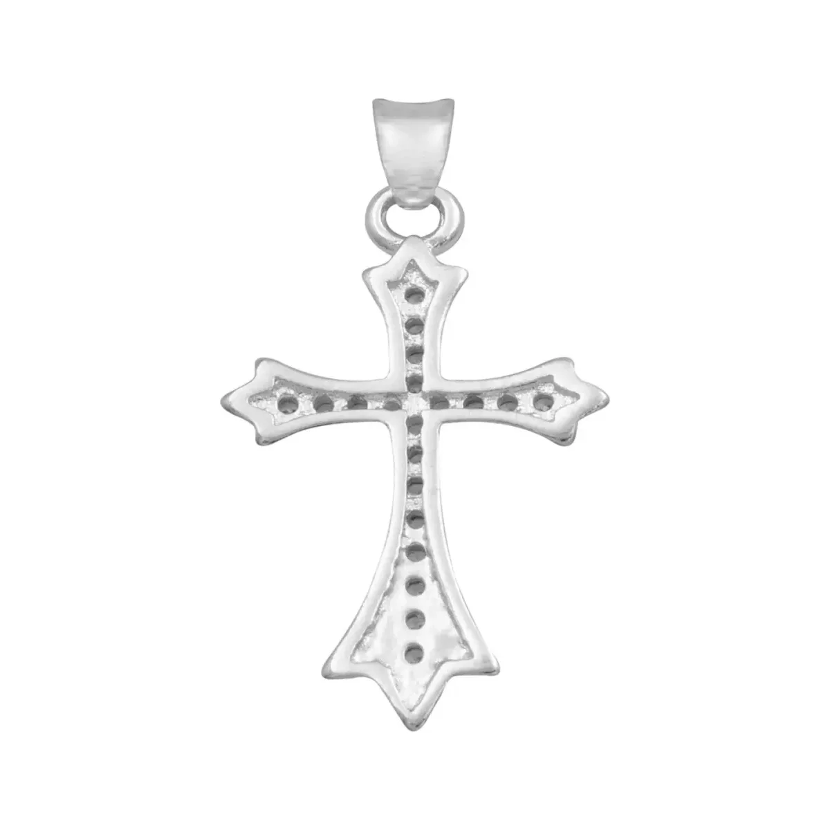 Dije Cruz Plata 925 Zirconia Transparente - Imagen 2