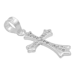 Dije Cruz Plata 925 Zirconia Transparente - Imagen 3