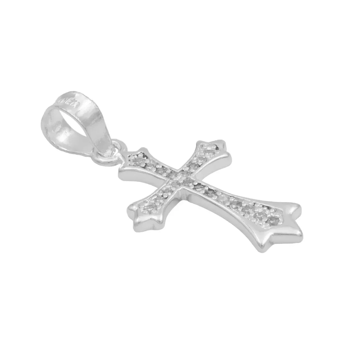 Dije Cruz Plata 925 Zirconia Transparente - Imagen 3