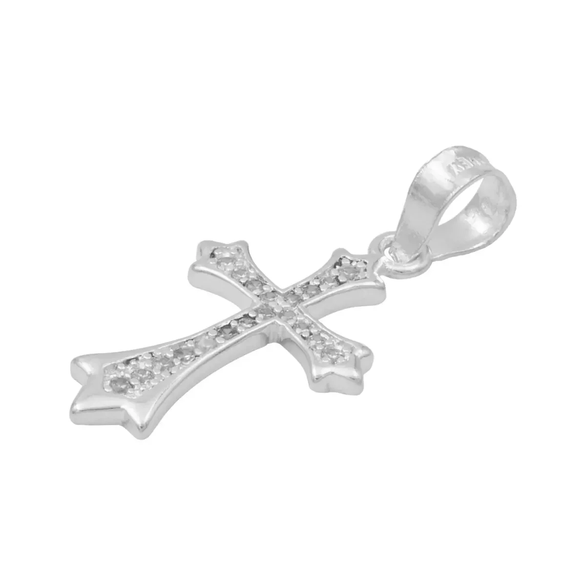 Dije Cruz Plata 925 Zirconia Transparente - Imagen 4