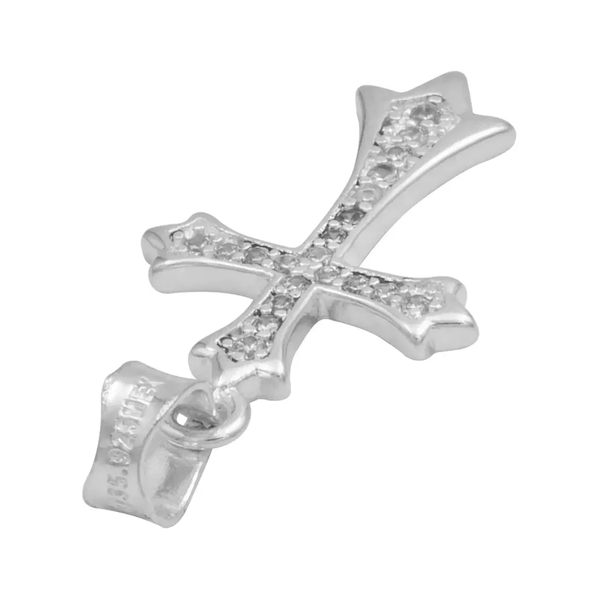Dije Cruz Plata 925 Zirconia Transparente - Imagen 5