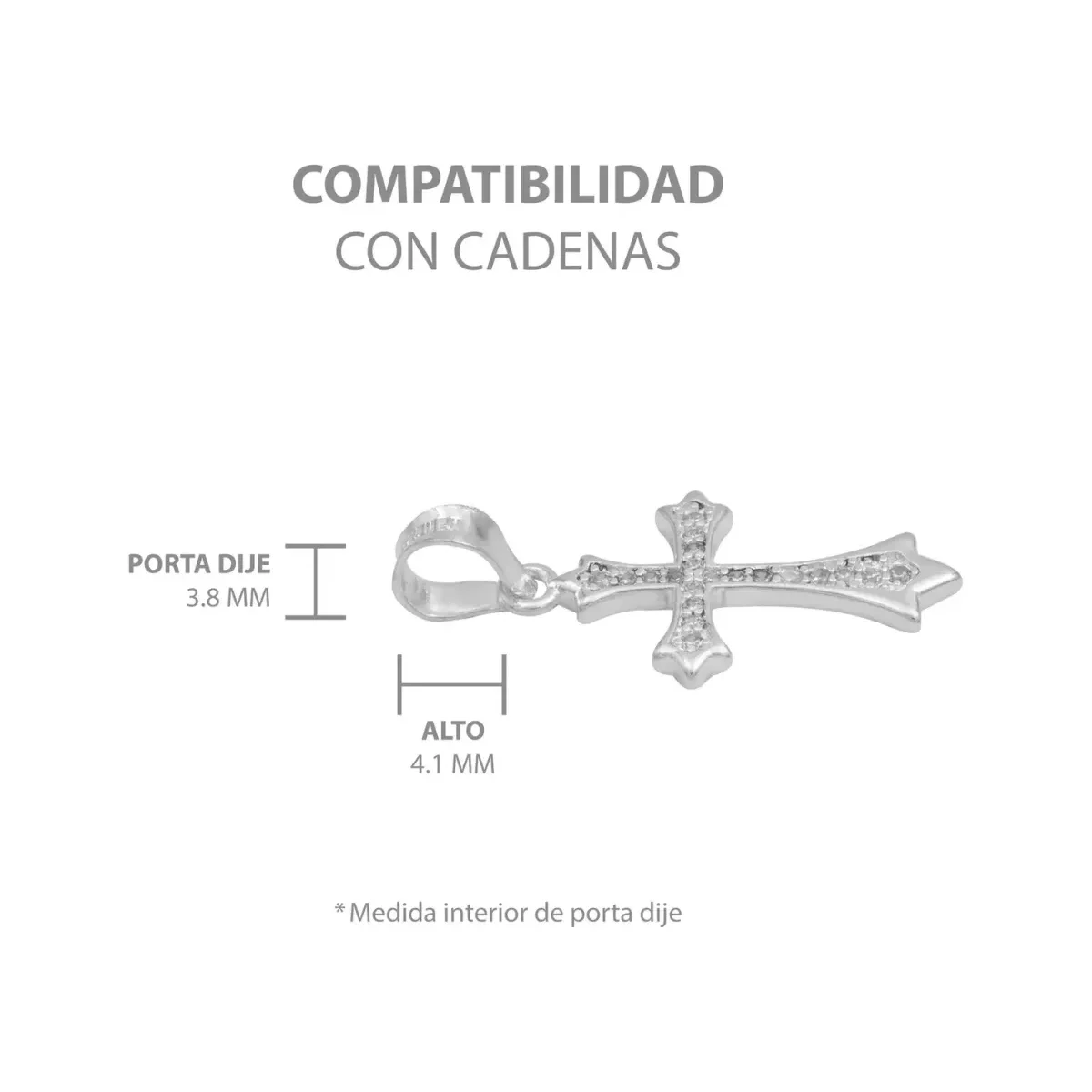 Dije Cruz Plata 925 Zirconia Transparente - Imagen 6