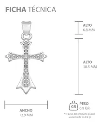 Dije Cruz Plata 925 Zirconia Transparente - Imagen 7