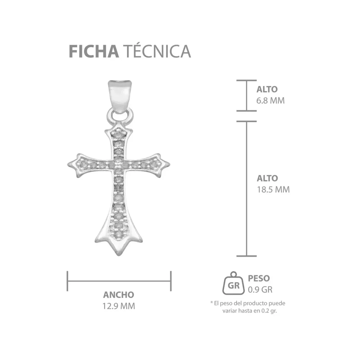 Dije Cruz Plata 925 Zirconia Transparente - Imagen 7