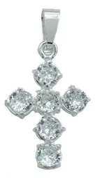 Dije Cruz Plata 925 Zirconias Blancas Diseño Católico - Imagen 1