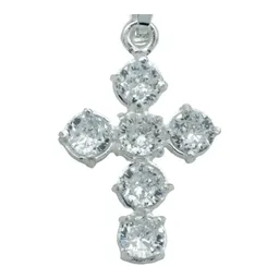 Dije Cruz Plata 925 Zirconias Blancas Diseño Católico - Imagen 2
