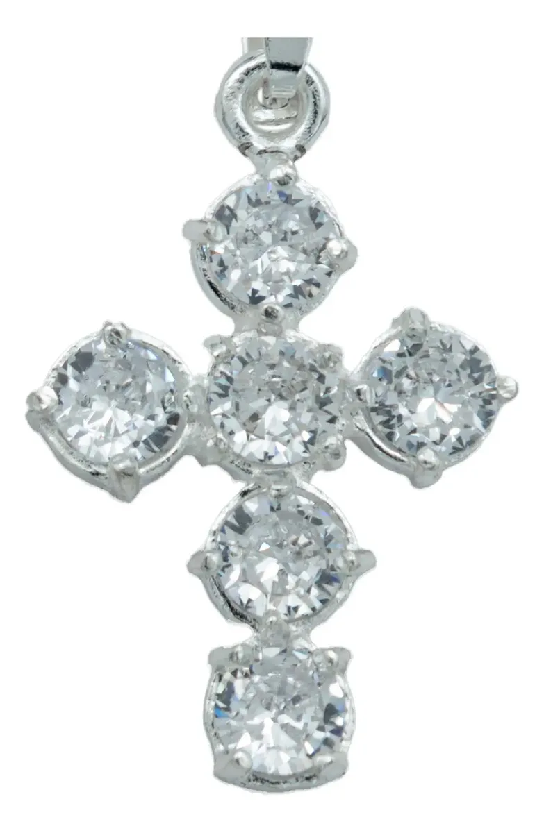 Dije Cruz Plata 925 Zirconias Blancas Diseño Católico - Imagen 1