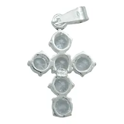 Dije Cruz Plata 925 Zirconias Blancas Diseño Católico - Imagen 3