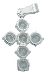 Dije Cruz Plata 925 Zirconias Blancas Diseño Católico - Imagen 3