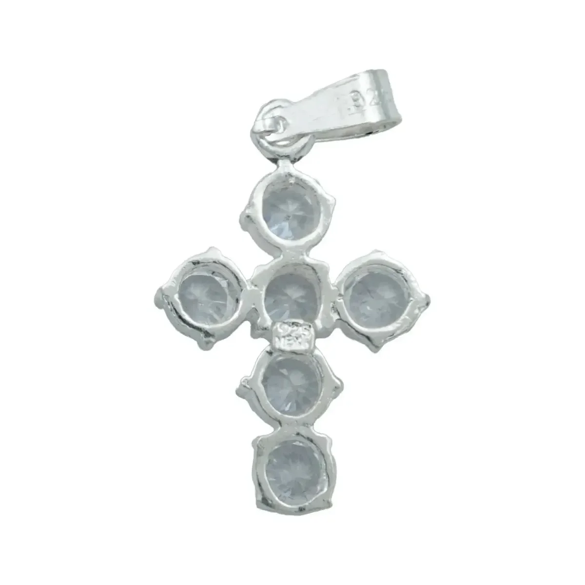 Dije Cruz Plata 925 Zirconias Blancas Diseño Católico - Imagen 3