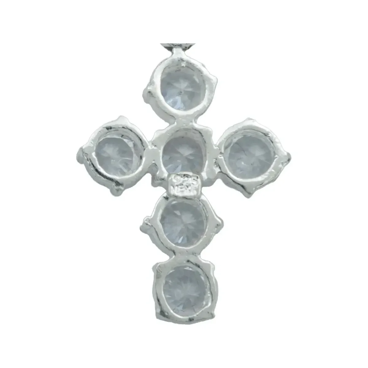 Dije Cruz Plata 925 Zirconias Blancas Diseño Católico - Imagen 4