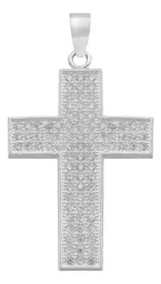 Dije Cruz Plata 925 Zirconias Blancas para Hombre - Imagen 1