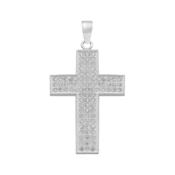 Dije Cruz Plata 925 Zirconias Blancas para Hombre - Imagen 1