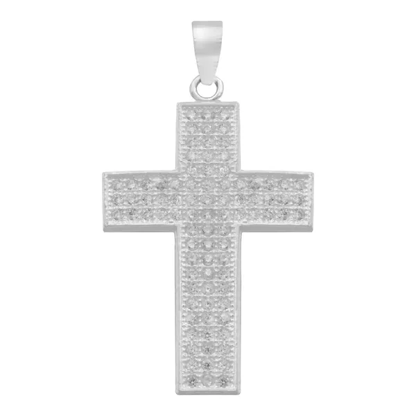 Dije Cruz Plata 925 Zirconias Blancas para Hombre - Imagen 1