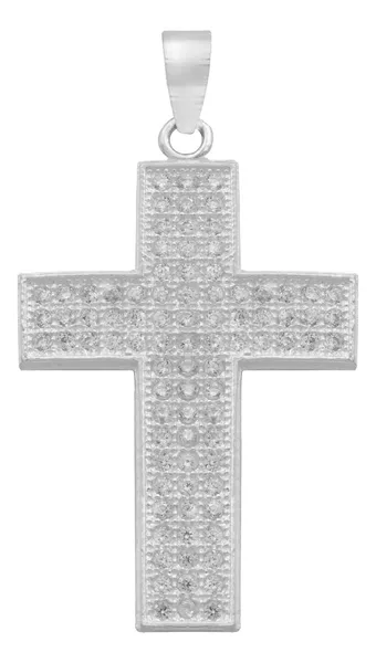 Dije Cruz Plata 925 Zirconias Blancas para Hombre - Imagen 1