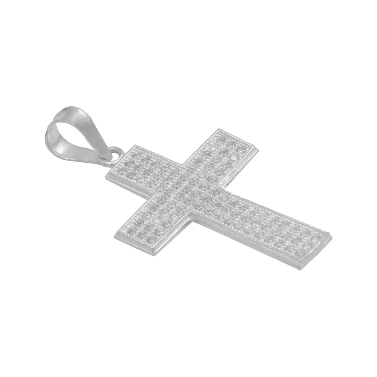 Dije Cruz Plata 925 Zirconias Blancas para Hombre - Imagen 3