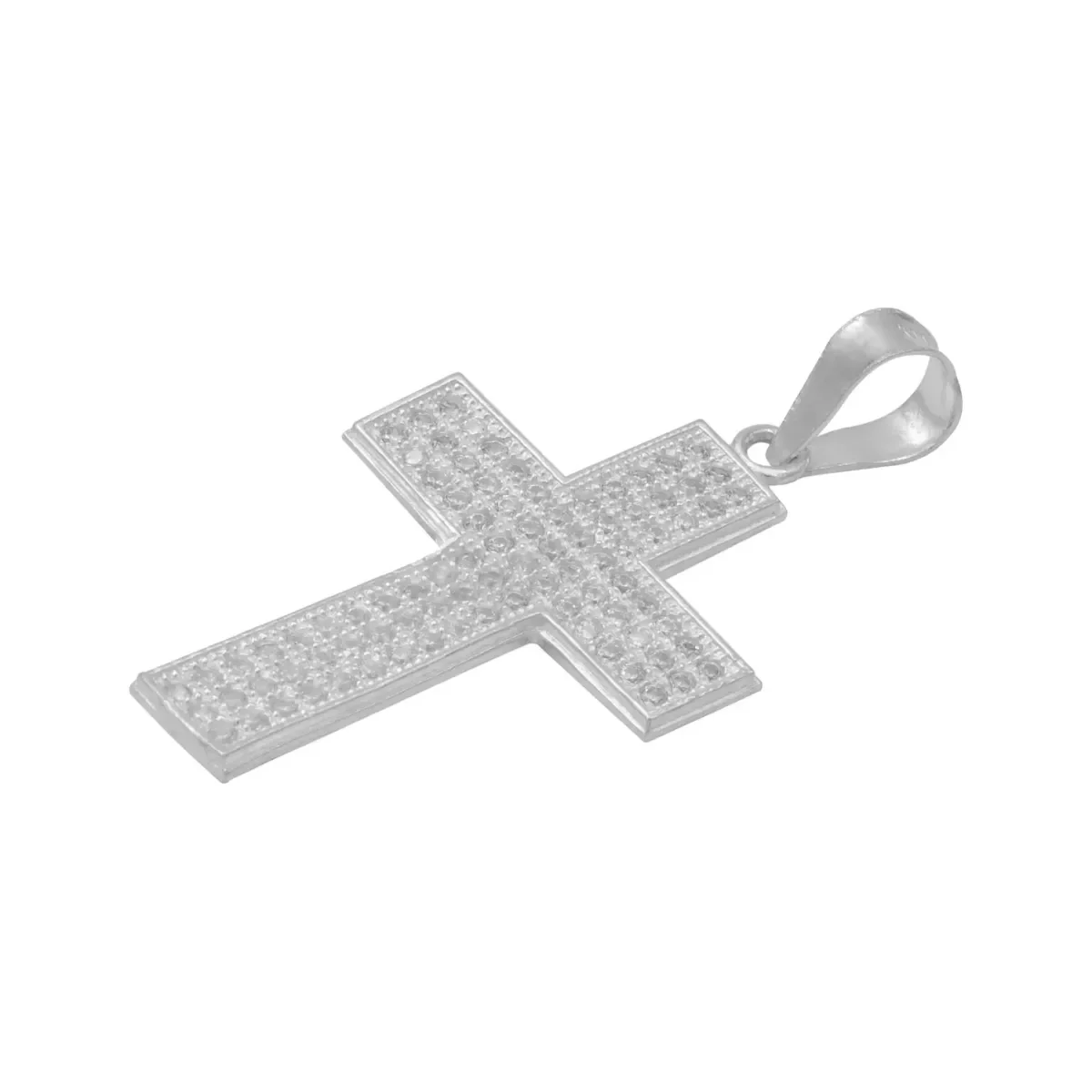 Dije Cruz Plata 925 Zirconias Blancas para Hombre - Imagen 4