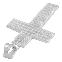 Dije Cruz Plata 925 Zirconias Blancas para Hombre - Imagen 5