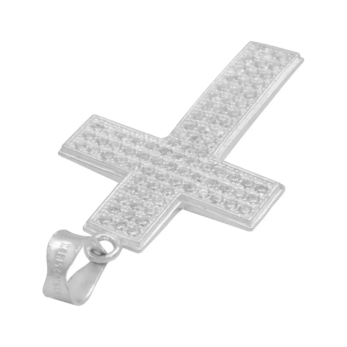 Dije Cruz Plata 925 Zirconias Blancas para Hombre - Imagen 5