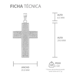 Dije Cruz Plata 925 Zirconias Blancas para Hombre - Imagen 7