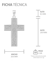 Dije Cruz Plata 925 Zirconias Blancas para Hombre - Imagen 7